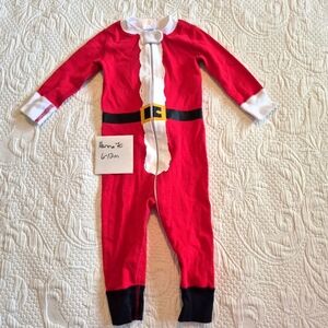Hanna Andersson boys size 9-18 months 1 piece Santa Suit pajama EUC
